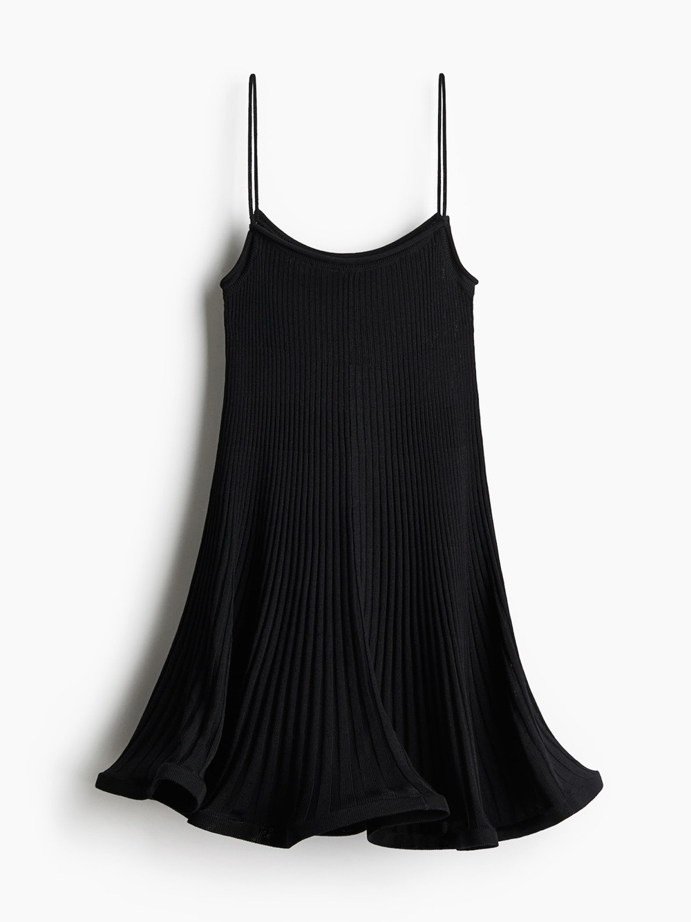 H&M Silk Blend Ribbed Strappy Tank Top/Dress | Black | XS